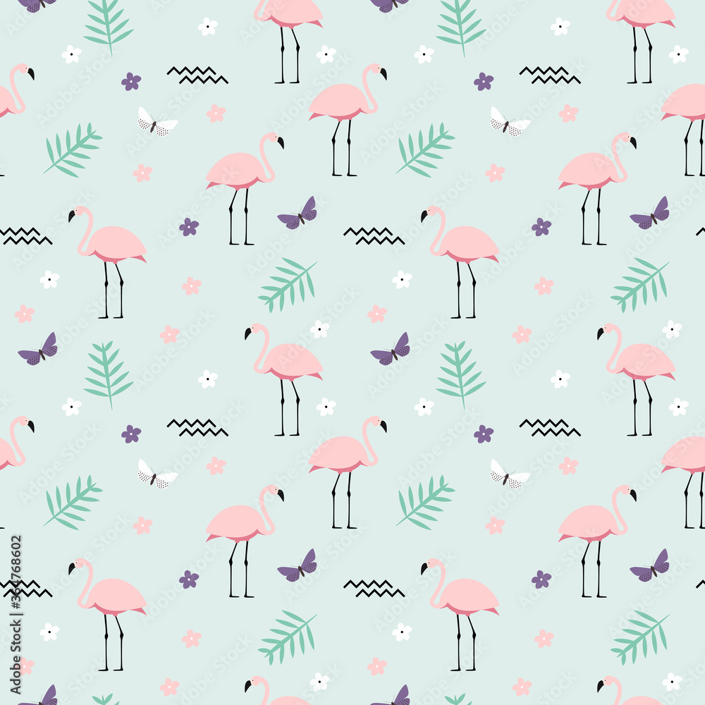 Pink Flamingo Seamless Pattern Background. Vector Illustration Pink Flamingo Seamless Pattern Background. Vector Illustration