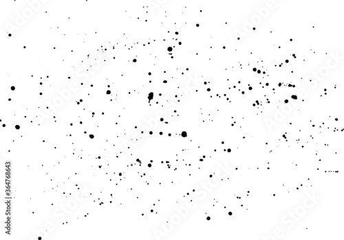 Handmade transparent splatter textured background. Black watercolor paint spatter, spots, dots, splashing in different sizes. Backdrop for overlay or montage. Abstract vector illustration.