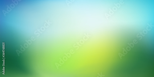 Abstract nature blurred background. Green gradient backdrop with sunlight. Ecology concept for your graphic design, banner or poster. Vector illustration