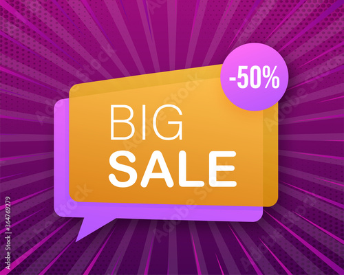 Big sale label. Modern big sale, great design for any purposes. Banner design. Vector stock illustration.