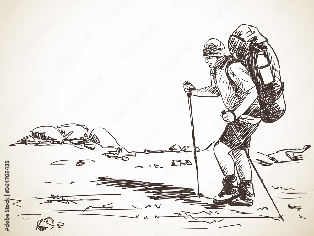 Naklejka premium man trekking