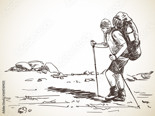 man trekking