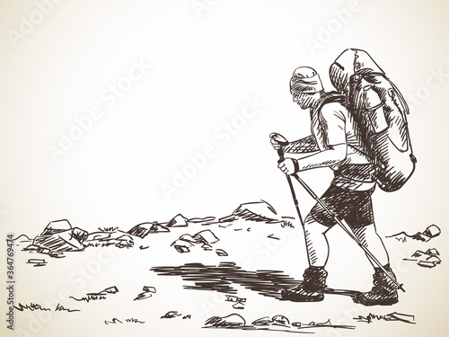 man trekking