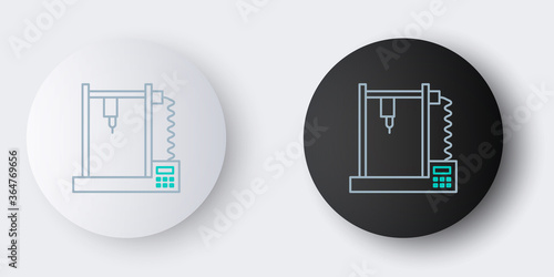 Line 3D printer icon isolated on grey background. Colorful outline concept. Vector.