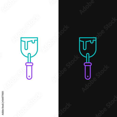 Line Putty knife icon isolated on white and black background. Spatula repair tool. Spackling or paint instruments. Colorful outline concept. Vector.