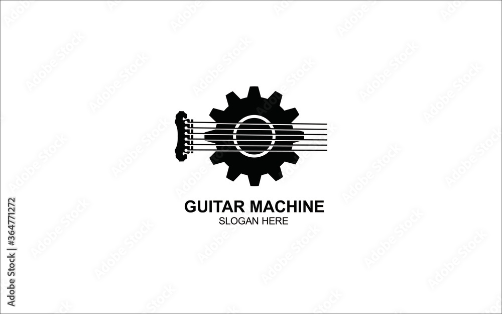 Obraz premium guitar machine music Production Logo Design symbol inspiration
