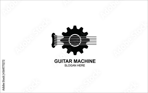 guitar machine music Production Logo Design symbol inspiration