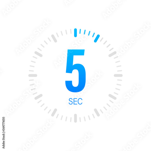 The 5 second, timer, stopwatch vector icon. Stopwatch icon in flat style. Vector stock illustration.