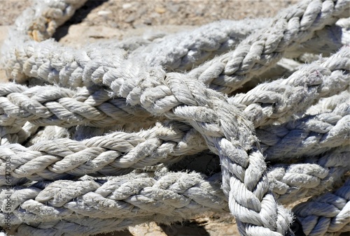 Nautical boat ropes close detail background with texture