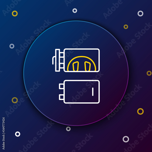 Line Crematorium icon isolated on blue background. Colorful outline concept. Vector.