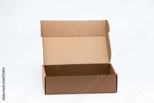 Packing cardboard boxes on white background stack or open © papii