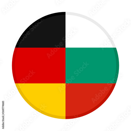 round icon with germany and bulgaria flags, isolated on white background
