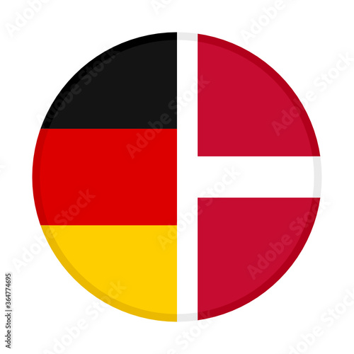 round icon with germany and denmark flags, isolated on white background
