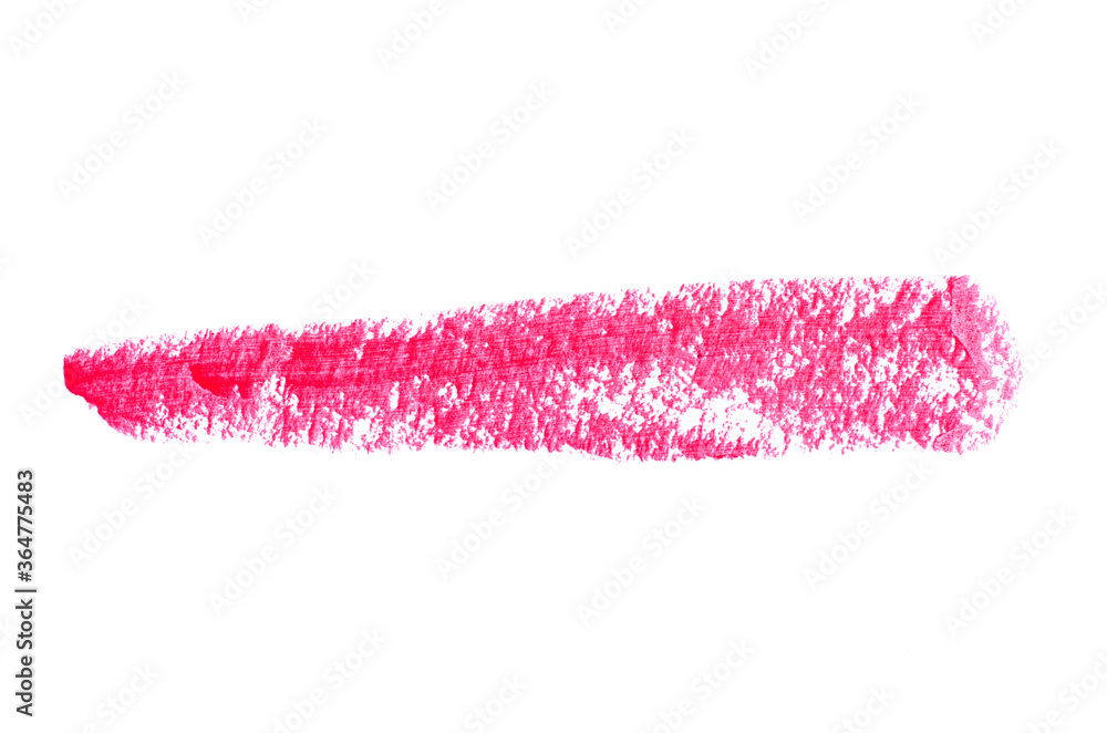 Pink lipstick smudge on white background isolation, top view Pink lipstick smudge on white background isolation, top view