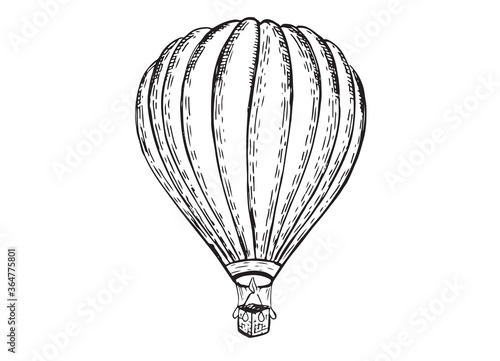 Air balloon. Hand drawn illustration. Vector