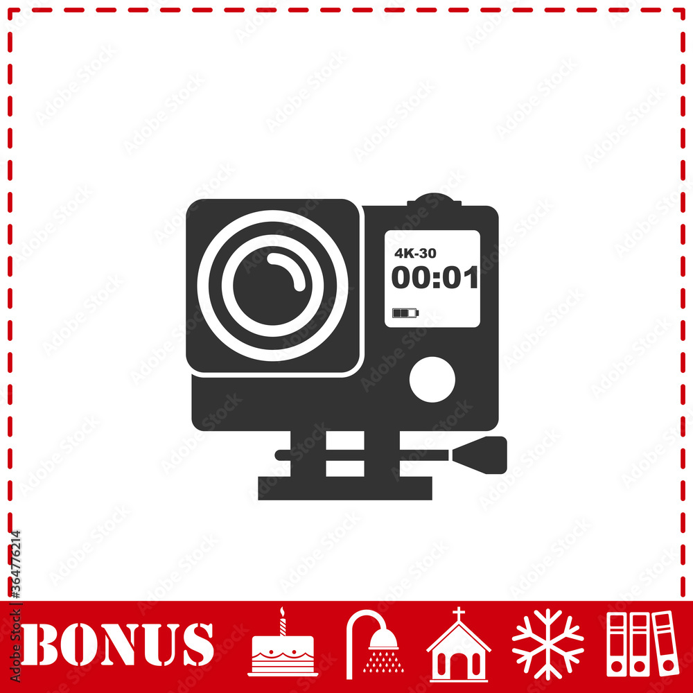 Fototapeta premium Action camera icon flat