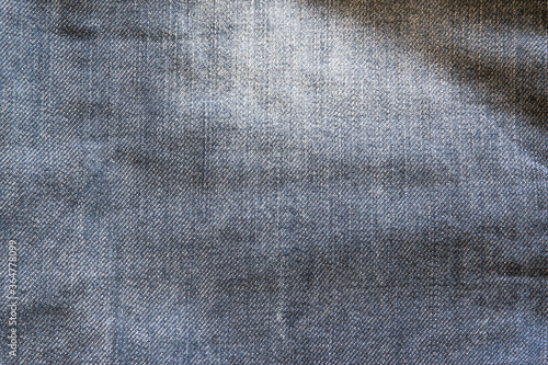 Jeans pattern. Abstract space of empty blue natural clean denim texture. Top view. Copy space.