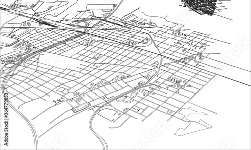 Outline city concept. Wire-frame style