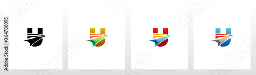 Swoosh Arrow On Letter Logo Design U
