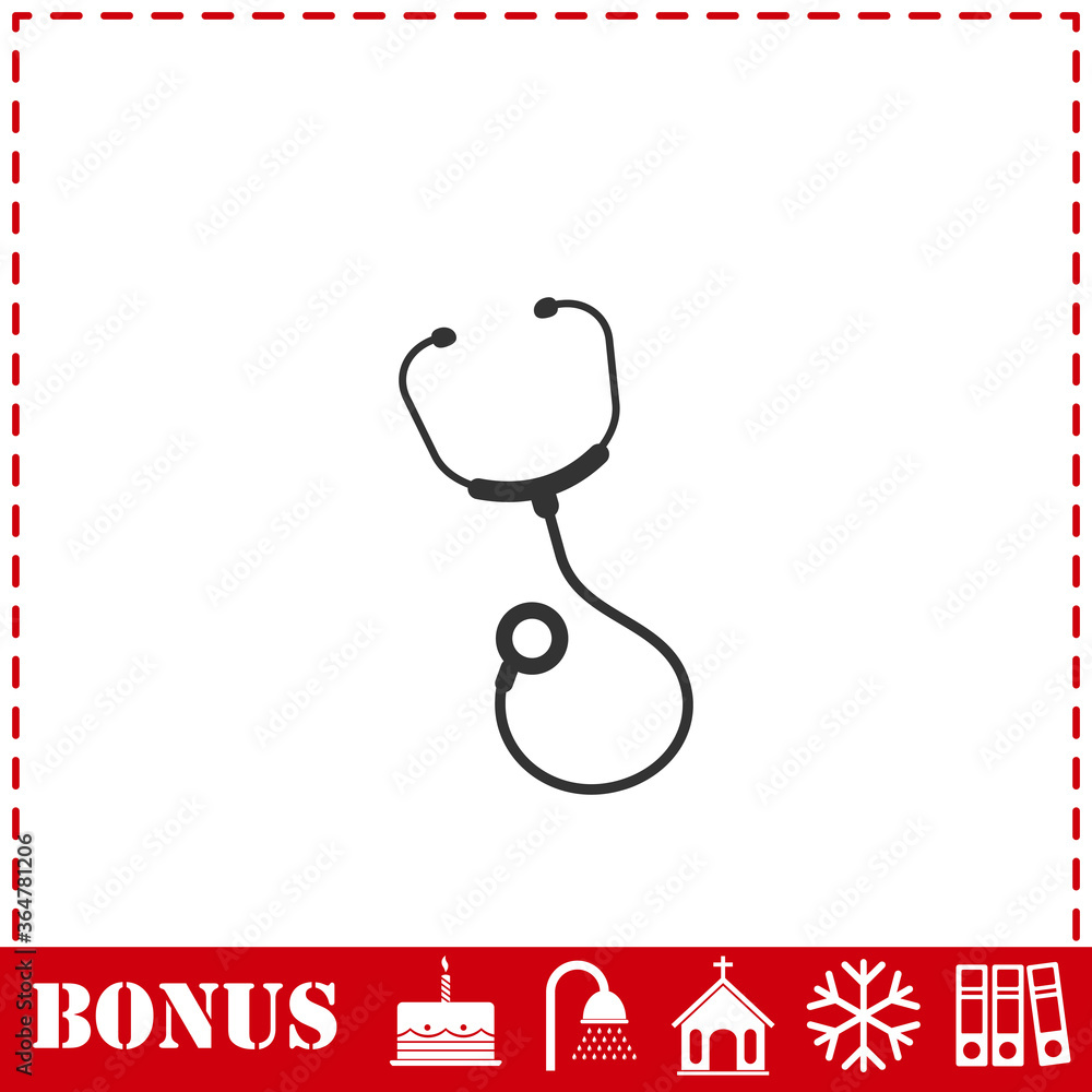 Stethoscope icon flat