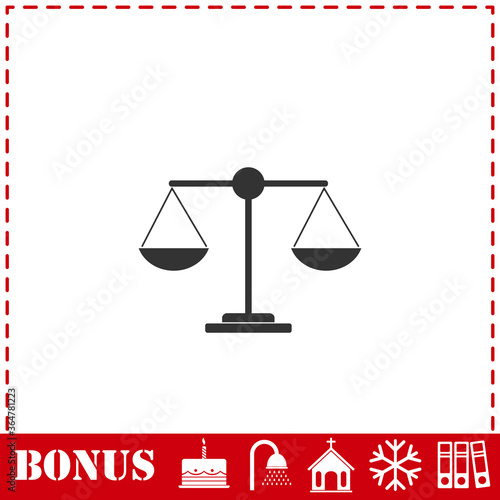 Justice scale icon flat