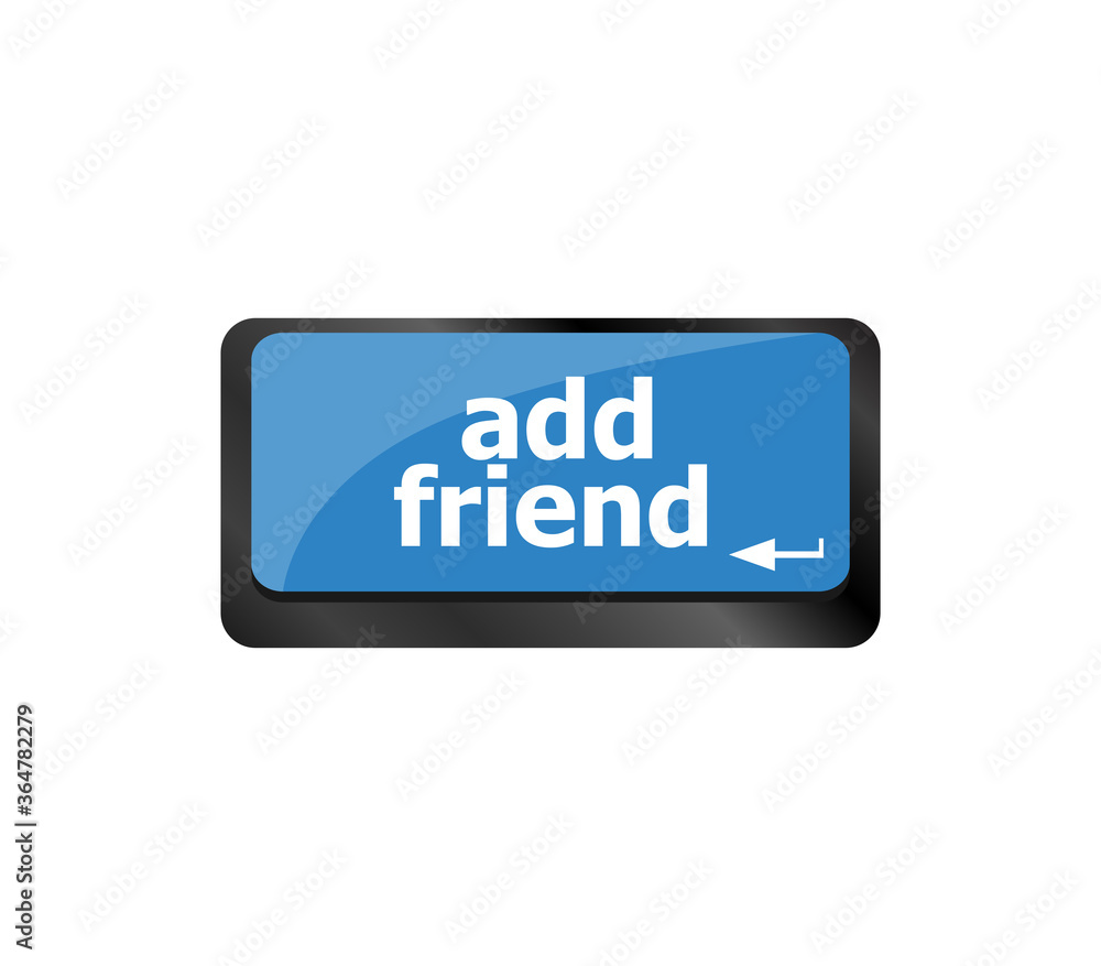 Keyboard with add friend button, social network concept Keyboard with add friend button, social network concept