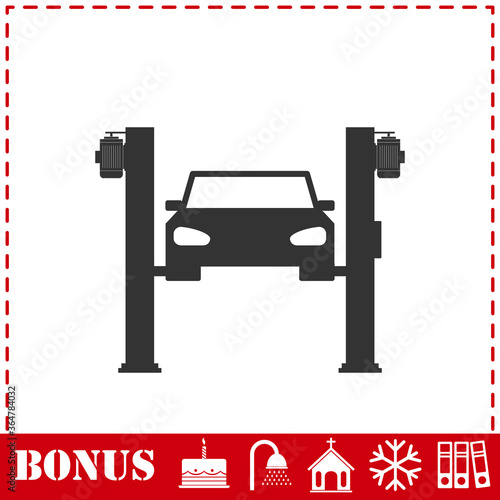 Car lifting icon flat