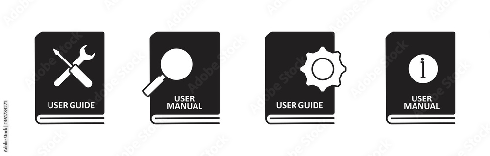 Obraz premium User guide book icon set in flat style. manual user book vector icon for web design isolated on white background