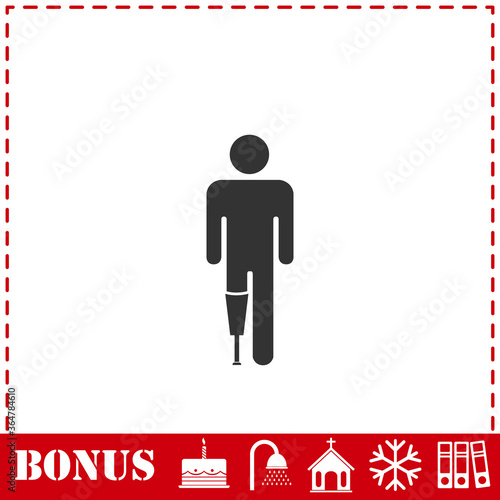 Person with foot prosthesis icon flat
