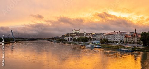 Photography sunset over the Danube river in BRatislava