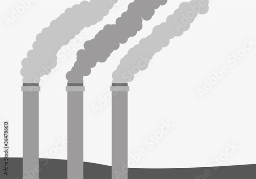 Chimeneas echando humo con contaminación. 