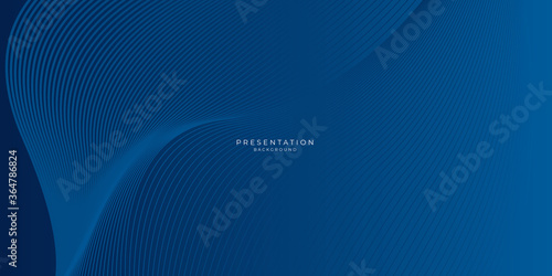 Modern blue template for science and technology presentation. Wave curve lines style background.