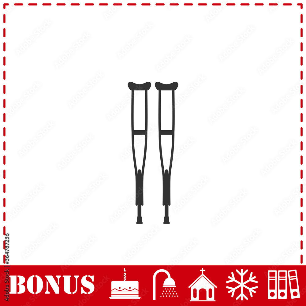Health crutches icon flat Health crutches icon flat