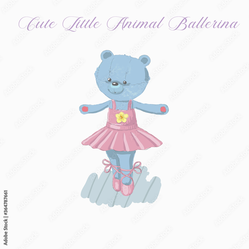 Fototapeta premium Cute bear Little Animal Ballerina