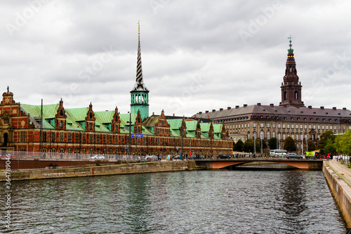 Photography Borsen - the oldest building and The Stock Exchange on Slotsholmen in central Co