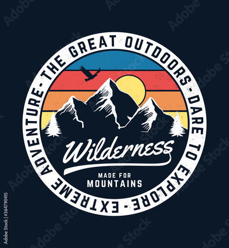 Mountain illustration, outdoor adventure . Vector graphic for t shirt and other uses