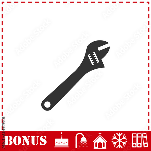 Pipe wrench icon flat