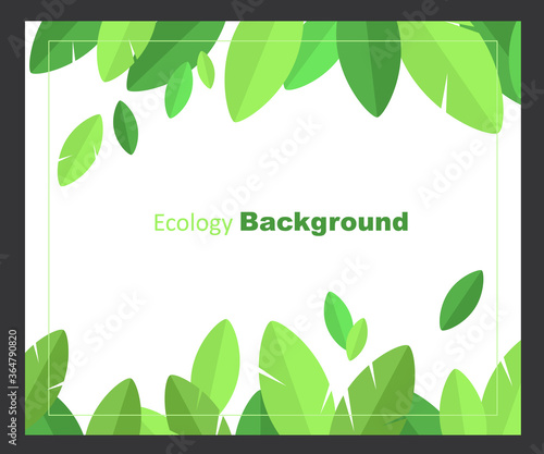 Green modern background with leaves. Vector background. Ecological.