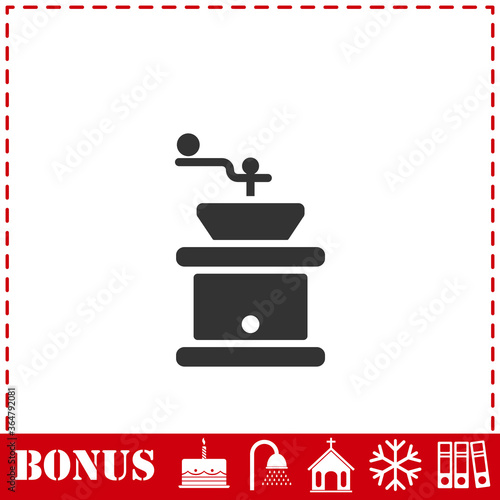Coffee grinder icon flat