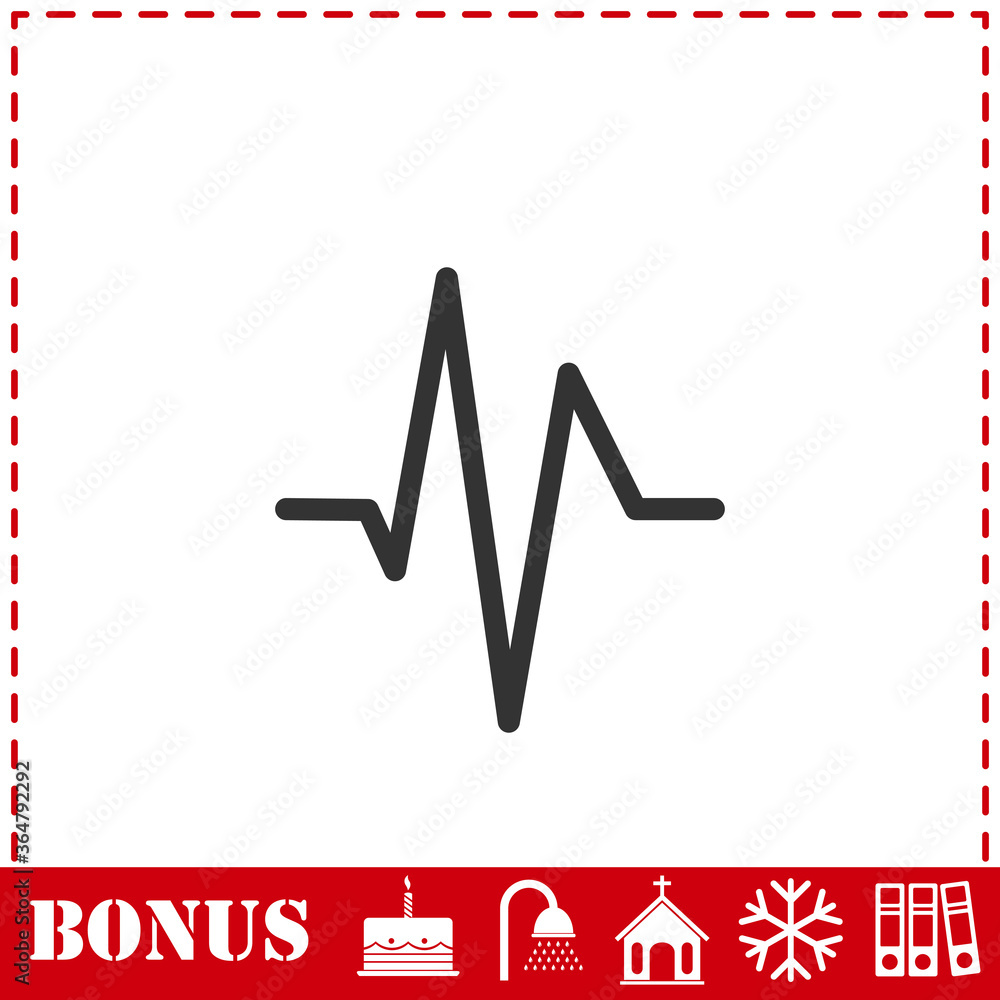 Heart beat cardiogram icon flat Heart beat cardiogram icon flat