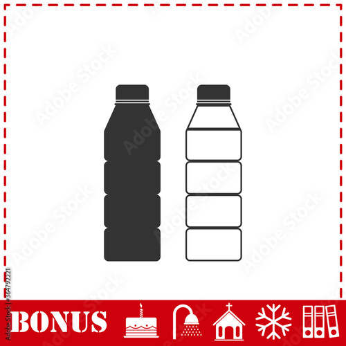 Plastic bottle icon flat