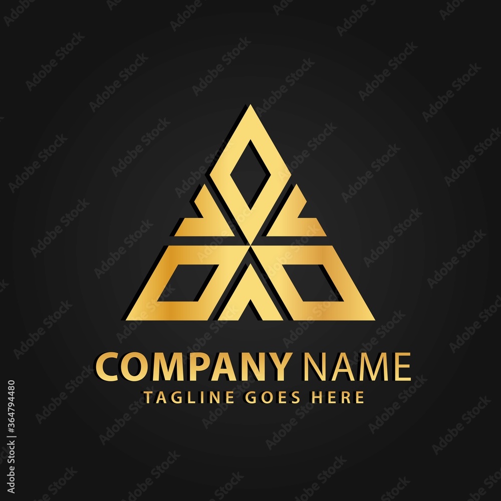 3D Gold Triangle Pyramid Modern Company Logos Design Vector ...