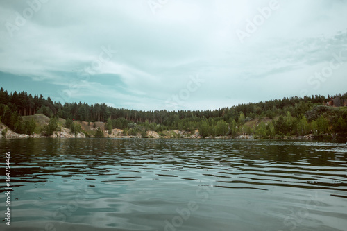 Blue pure lake in a forest