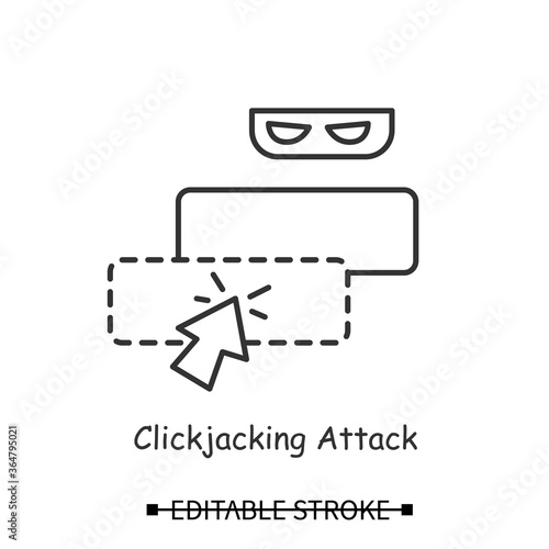 Fake url icon. Clickjacking web link or website form linear pictogram. Concept of webpage scam, online hacker attack technology and fraud site redirect. Editable stroke vector illustration photo