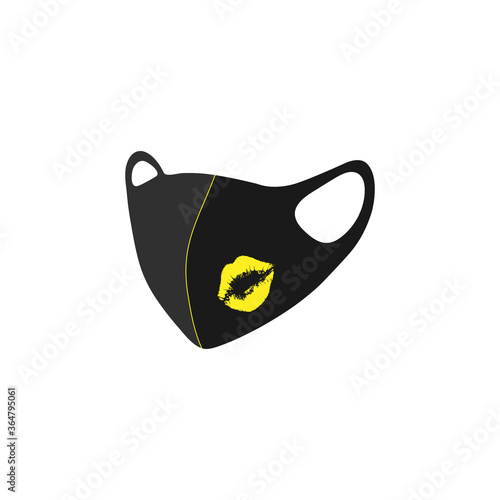 Black medical mask with Black Lives Matter logo. Symbol of the fight against racism.