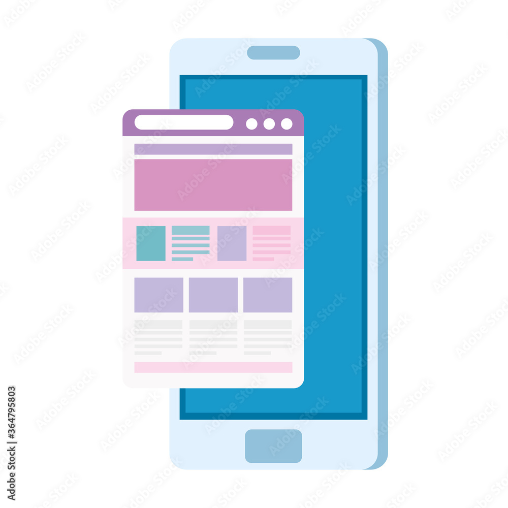 Smartphone with website design, Cellphone mobile digital and phone theme Vector illustration Smartphone with website design, Cellphone mobile digital and phone theme Vector illustration