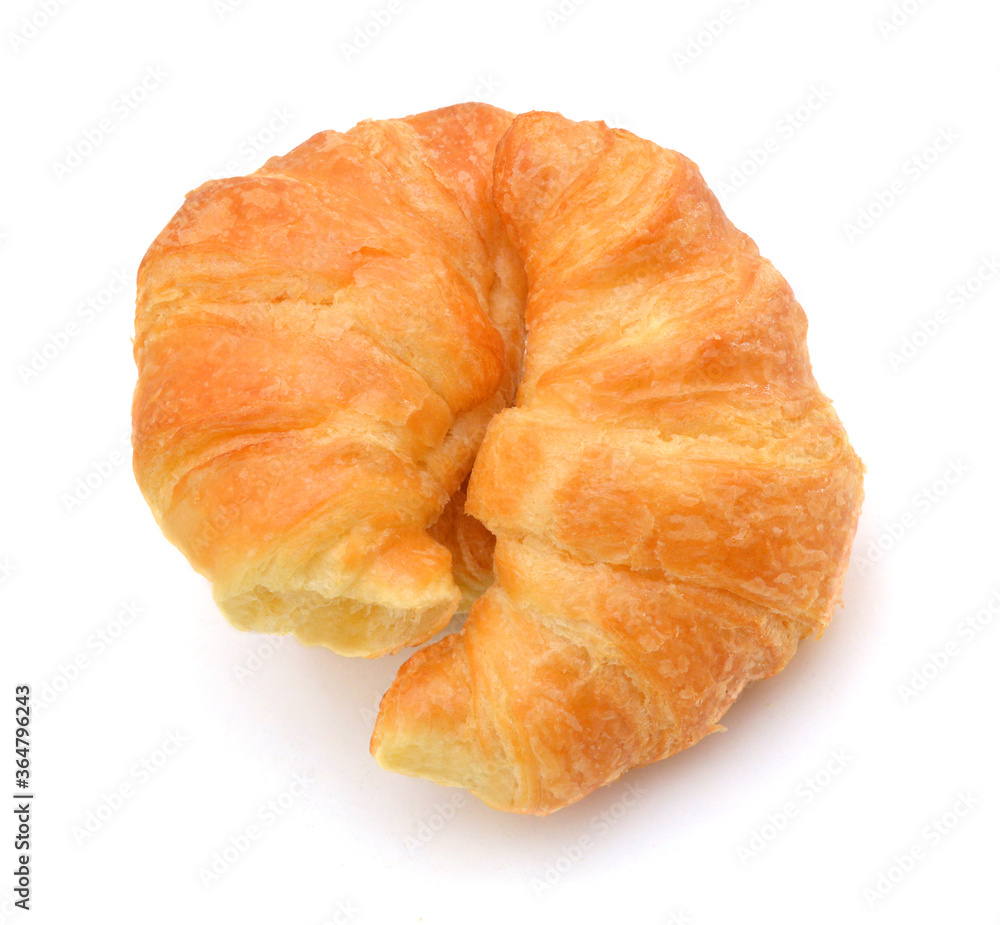 Fresh and tasty croissant over white background