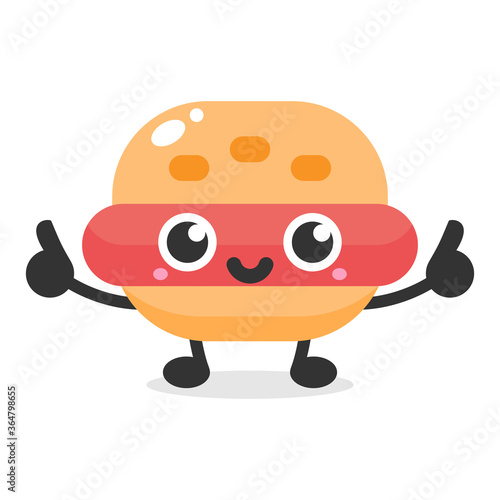 cute burger mascot character