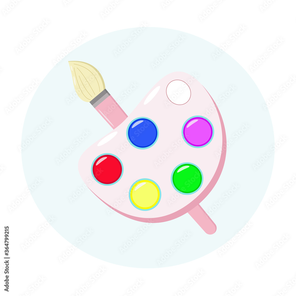 Paint and brush, isolated objects on white background. Paint and brush, isolated objects on white background.