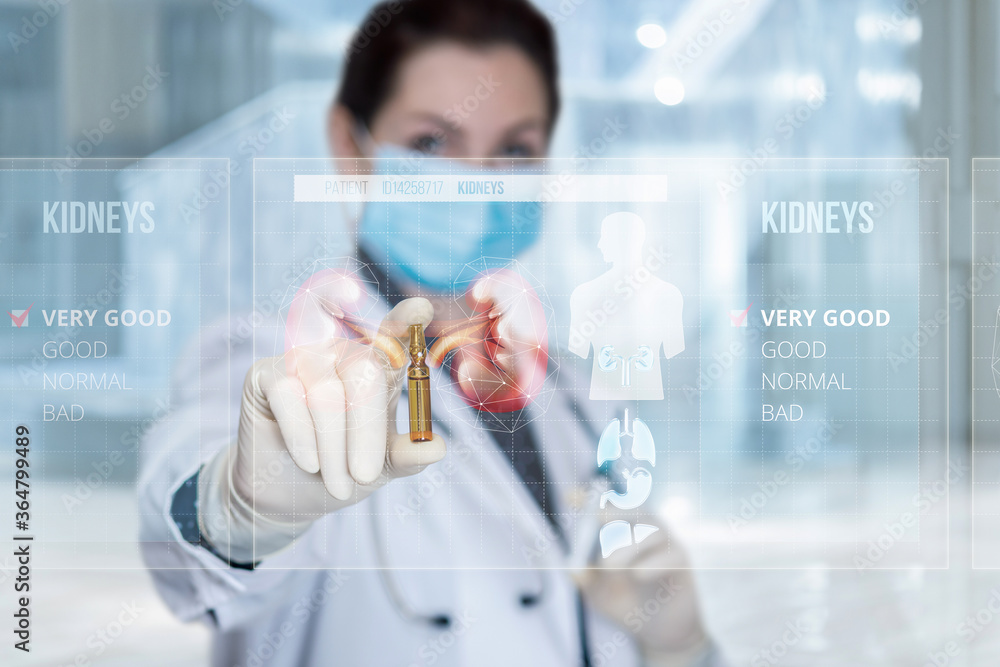 Concept of treating renal diseases with the help of drugs administered by syringe. Concept of treating renal diseases with the help of drugs administered by syringe.
